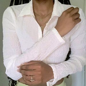 White Crop Button Up!
